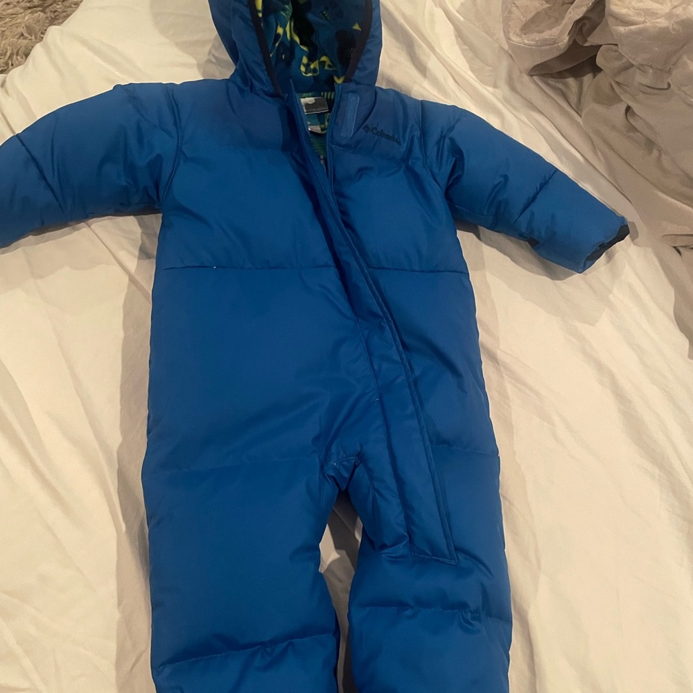 Columbia Blue Infant Snowsuit with Patterned Lining